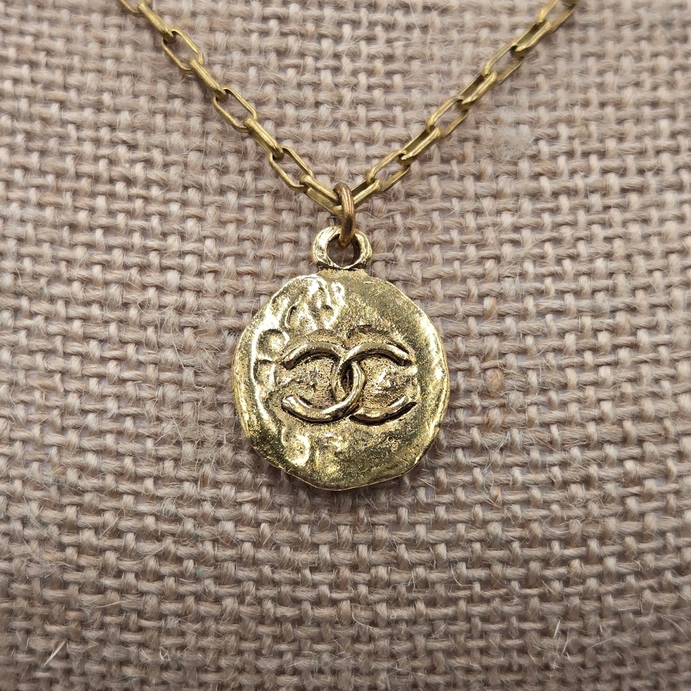 #30  CHANEL Coco Mark GP Round Gold Necklace - Picture 5 of 9